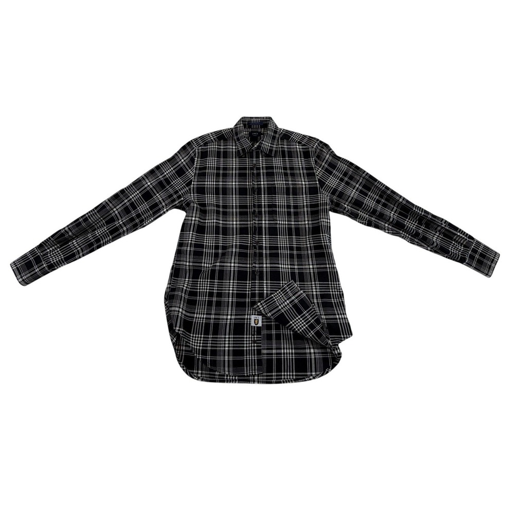 Lincs DC & Co  Black White Plaid Cotton Button Down Shirt Long Sleeve Men's S
